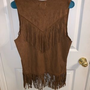 Brown fringe vest